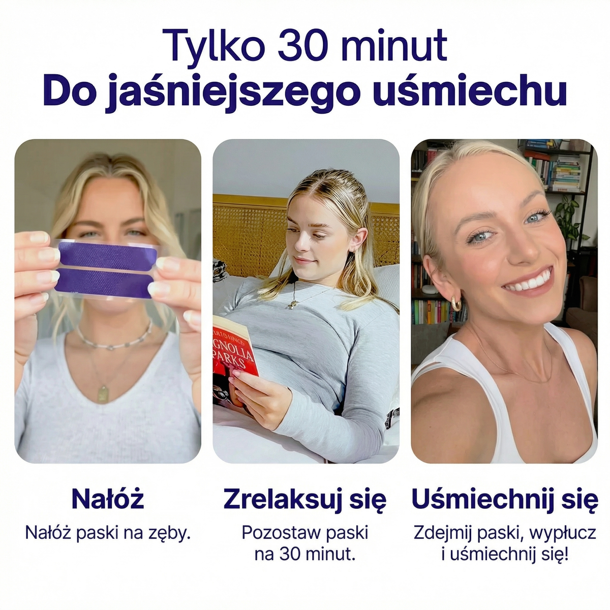 Fialové bělící proužky